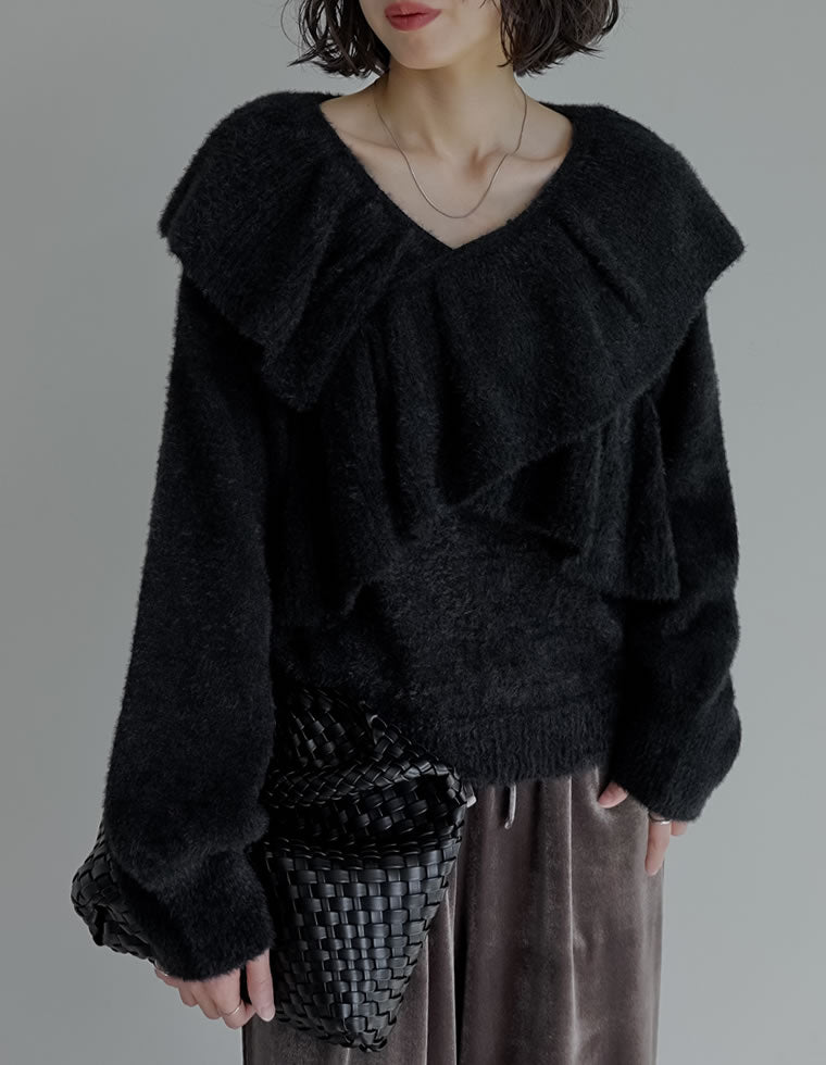 クロスフリルニットプルオーバー - トップス通販 | 人気レディース