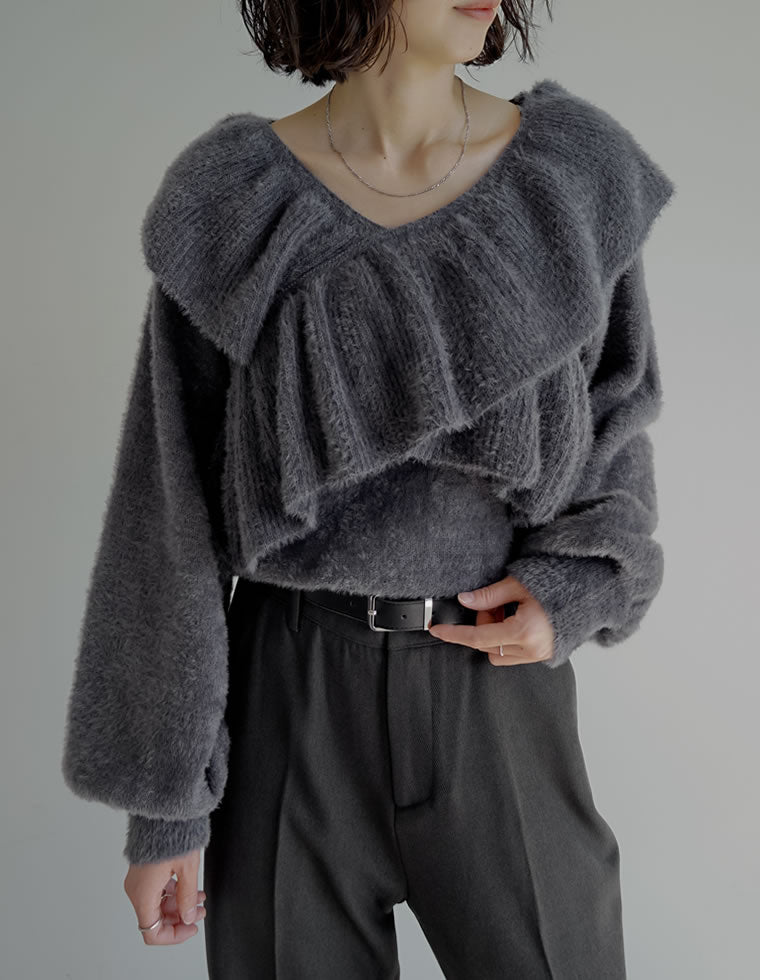 クロスフリルニットプルオーバー - トップス通販 | 人気レディース