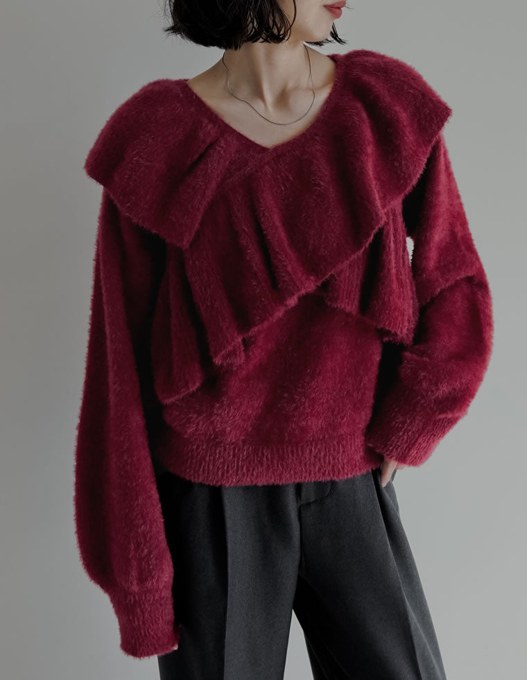 クロスフリルニットプルオーバー - トップス通販 | 人気レディース