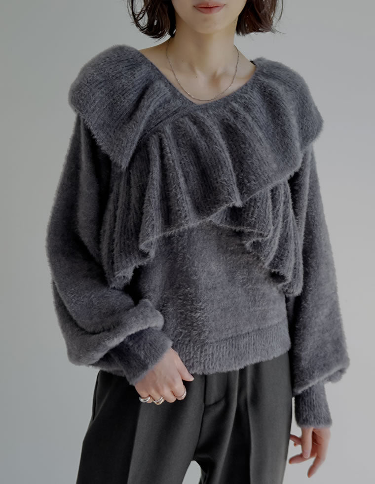 クロスフリルニットプルオーバー - トップス通販 | 人気レディース