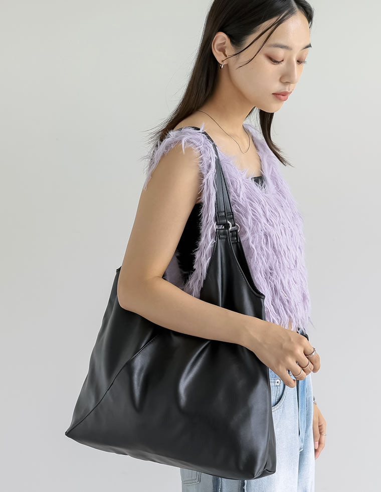 フェイクレザーVカットトートバッグ - バッグ通販 | 人気レディース
