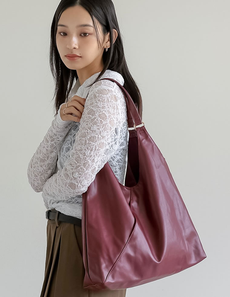 フェイクレザーVカットトートバッグ - バッグ通販 | 人気レディース