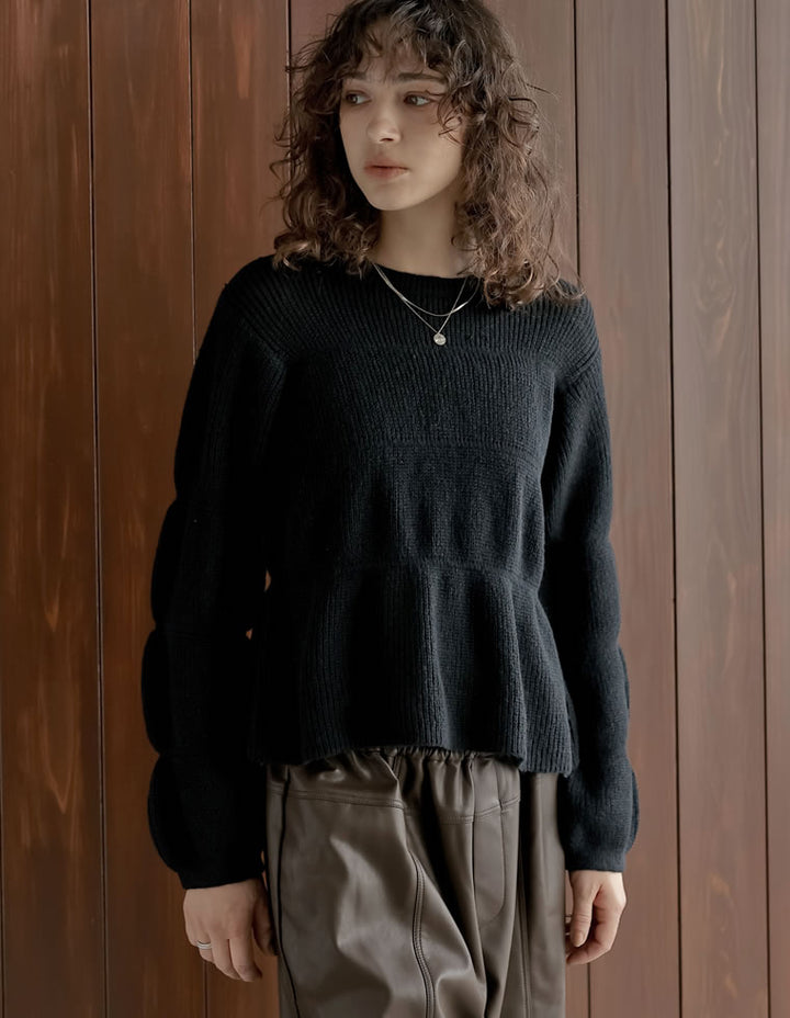 【クーポンで20%OFF ¥4,998⇒¥3,998 】〖クーポンコード：SH_20_2510〗[2025AW COLLECTION]片畔編みギャザーニットトップス