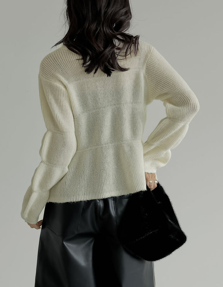 【クーポンで20%OFF ¥4,998⇒¥3,998 】〖クーポンコード：SH_20_2510〗[2025AW COLLECTION]片畔編みギャザーニットトップス