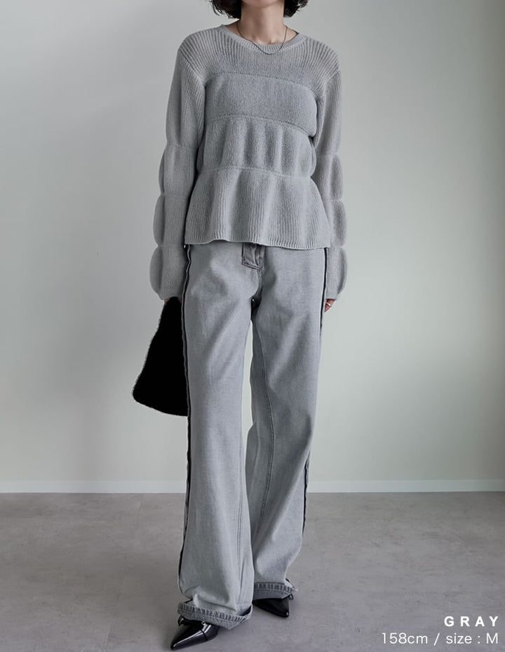 【クーポンで20%OFF ¥4,998⇒¥3,998 】〖クーポンコード：SH_20_2510〗[2025AW COLLECTION]片畔編みギャザーニットトップス