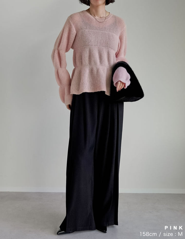 【クーポンで20%OFF ¥4,998⇒¥3,998 】〖クーポンコード：SH_20_2510〗[2025AW COLLECTION]片畔編みギャザーニットトップス