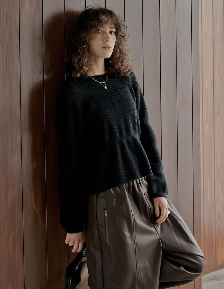 【クーポンで20%OFF ¥4,998⇒¥3,998 】〖クーポンコード：SH_20_2510〗[2025AW COLLECTION]片畔編みギャザーニットトップス