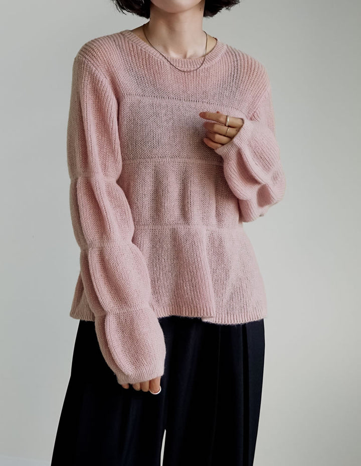 【クーポンで20%OFF ¥4,998⇒¥3,998 】〖クーポンコード：SH_20_2510〗[2025AW COLLECTION]片畔編みギャザーニットトップス