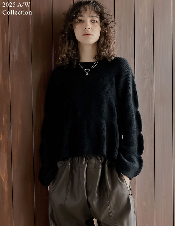 [2025AW PRE ORDER]片畔編みギャザーニットトップス