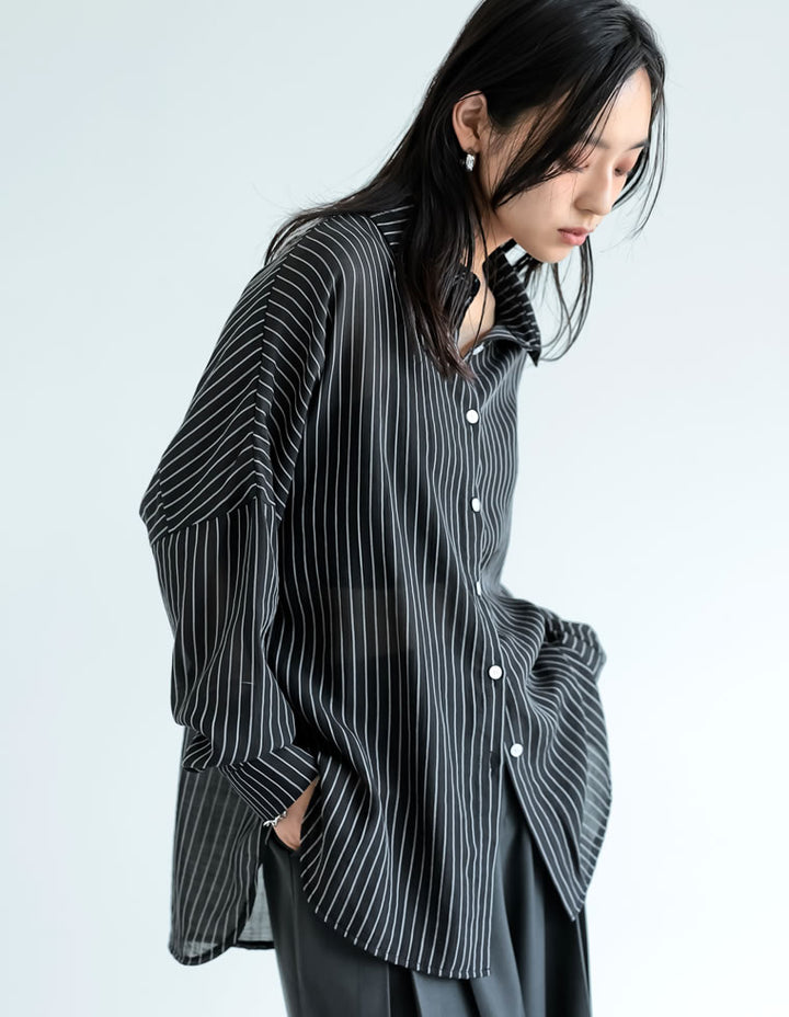 TIME SALE 10%OFF ¥4,998⇒¥4,498】[2025 SUMMER COLLECTION][新色追加]ストライプシアーシャツ[mb] トップス 人気レディースファッション通販 リエディ