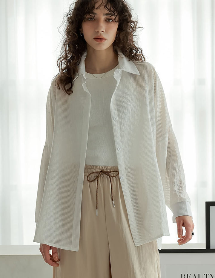 TIME SALE 10%OFF ¥4,998⇒¥4,498】[2025 SUMMER COLLECTION][新色追加]ストライプシアーシャツ[mb] トップス 人気レディースファッション通販 リエディ