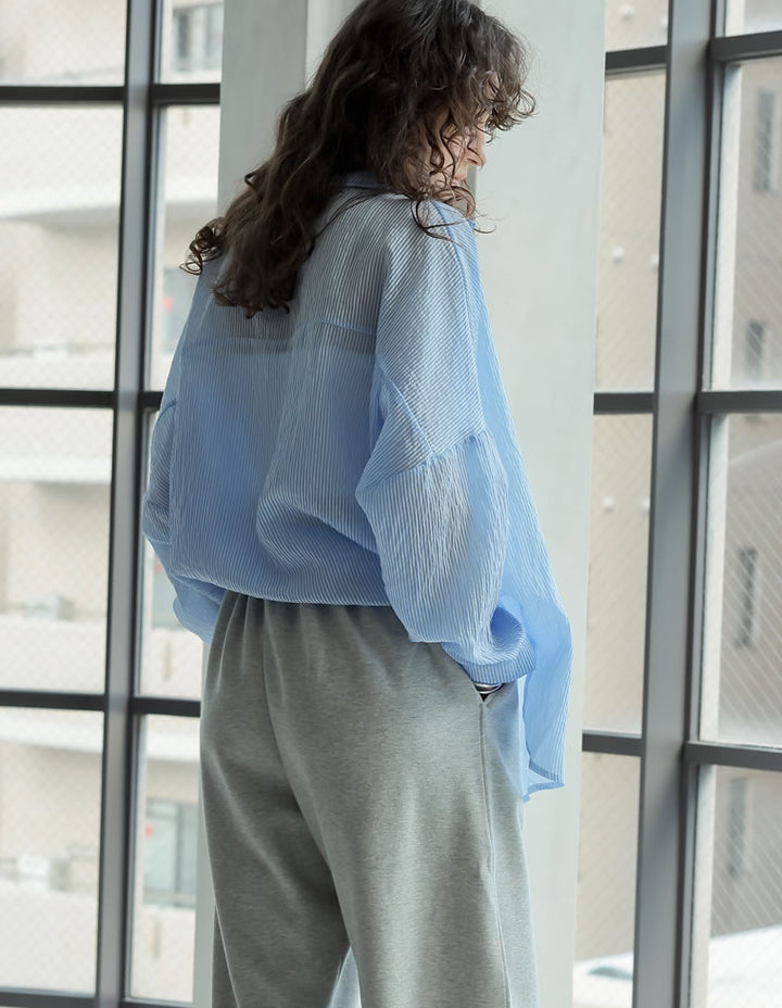 TIME SALE 10%OFF ¥4,998⇒¥4,498】[2025 SUMMER COLLECTION][新色追加]ストライプシアーシャツ[mb] トップス 人気レディースファッション通販 リエディ
