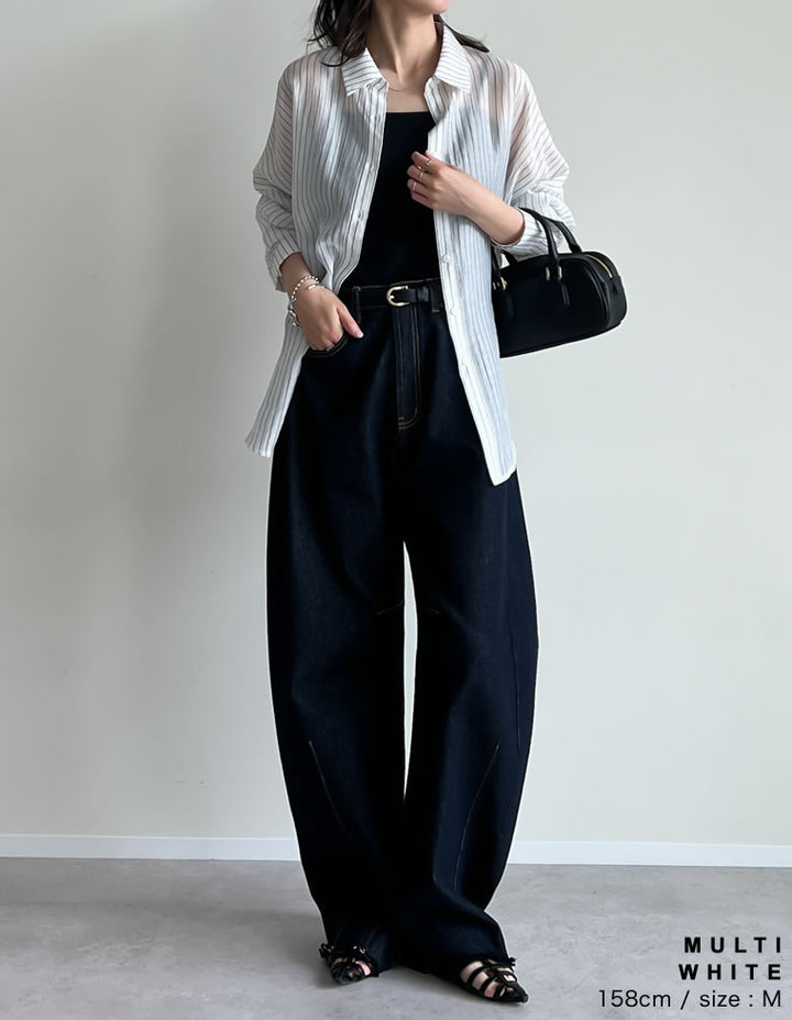 TIME SALE 10%OFF ¥4,998⇒¥4,498】[2025 SUMMER COLLECTION][新色追加]ストライプシアーシャツ[mb] トップス 人気レディースファッション通販 リエディ
