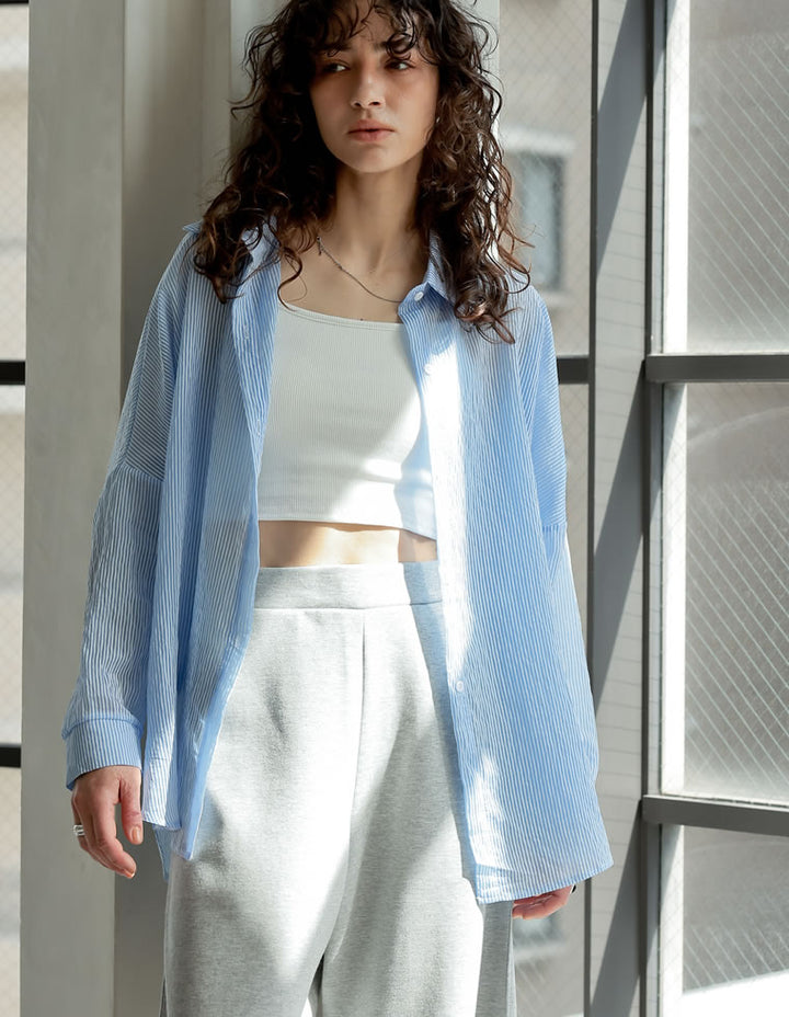 TIME SALE 10%OFF ¥4,998⇒¥4,498】[2025 SUMMER COLLECTION][新色追加]ストライプシアーシャツ[mb] トップス 人気レディースファッション通販 リエディ