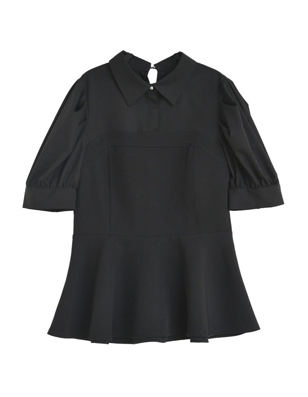 【TIME SALE 20%OFF ¥5,998⇒¥4,798】[2025 SUMMER COLLECTION][MEISM by Re:EDIT]異素材ドッキングペプラムシャツブラウス トップス 人気レディースファッション通販 リエディ