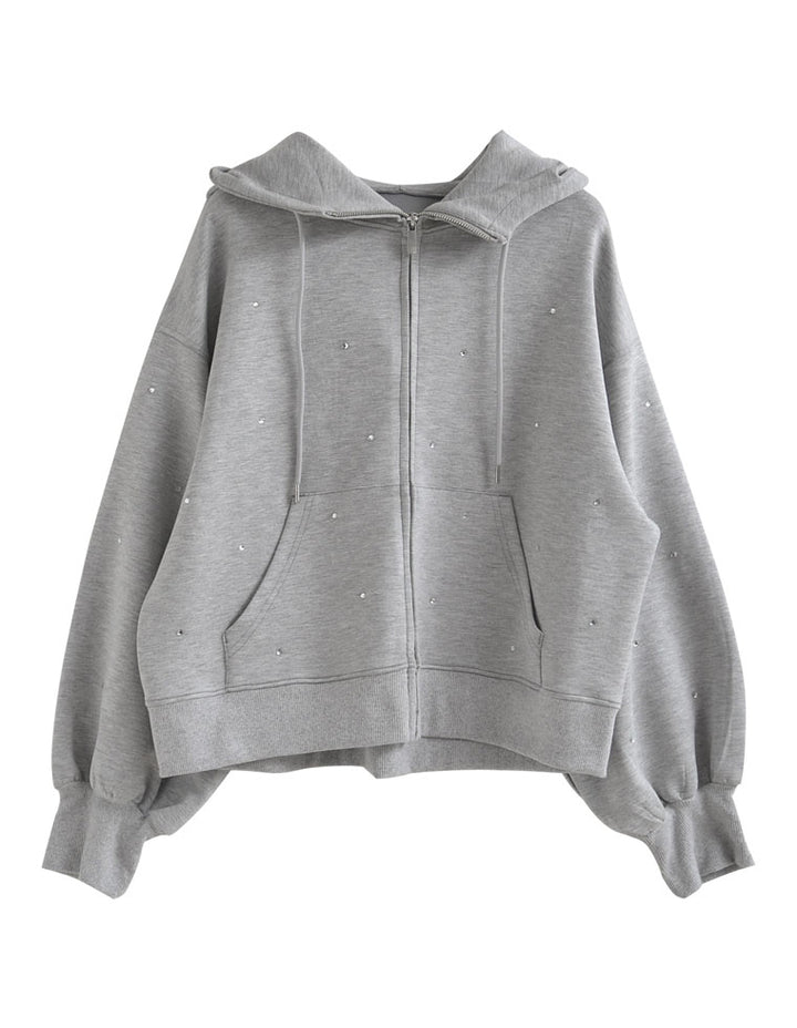 [MEISM by Re:EDIT][2025AW PRE ORDER]ダンボールラインストーンクロップドフーディーブルゾン トップス 人気レディースファッション通販 リエディ