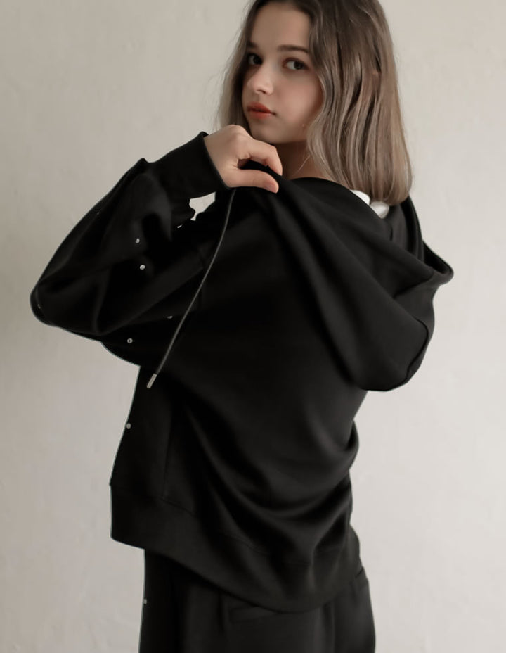 [MEISM by Re:EDIT][2025AW PRE ORDER]ダンボールラインストーンクロップドフーディーブルゾン トップス 人気レディースファッション通販 リエディ