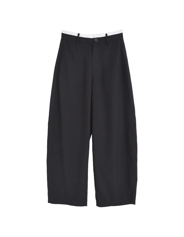 【TIME SALE 20%OFF ¥5,498⇒¥4,398】[低身長/高身長サイズ有]ツイルウエスト切り替えバレルレッグパンツ パンツ 人気レディースファッション通販 リエディ