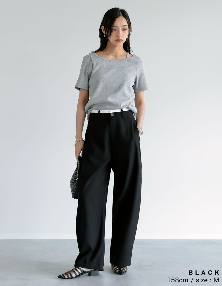 ツイルウエスト切り替えバレルレッグパンツ - パンツ通販 | 人気