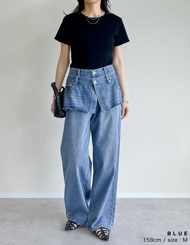 デニムスカートレイヤードライクパンツ - パンツ通販 | 人気レディース