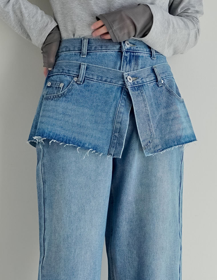 デニムスカートレイヤードライクパンツ - パンツ通販 | 人気レディース