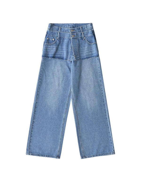 【TIME SALE 10%OFF ¥5,498⇒¥4,948】[低身長/高身長サイズ有]コットンデニムスカートレイヤードライクパンツ パンツ 人気レディースファッション通販 リエディ