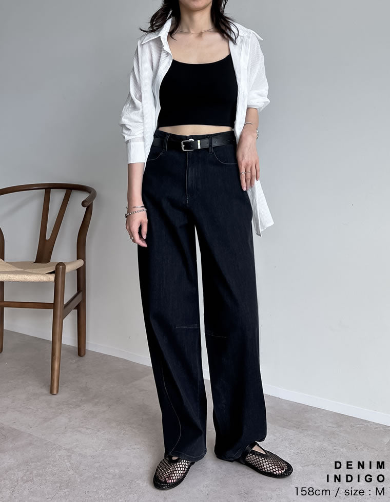 週末値下げ　定価18480 ストレッチダンガリーバレルレッグパンツ　サイズ40 SALE 【ayane】ストレッチダンガリーバレルレッグパンツ 825521