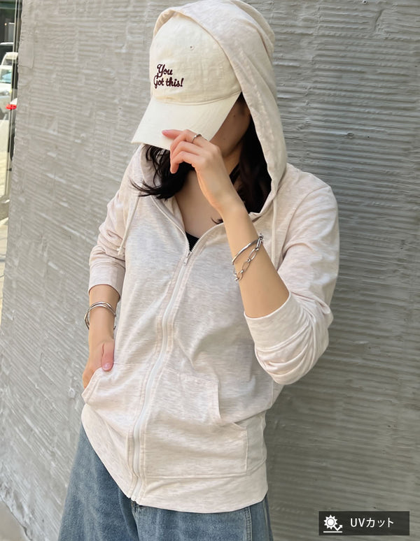 《期間限定！2BUY10%OFFクーポン対象》[UVカット][大きいサイズ有]天竺フード付きパーカー