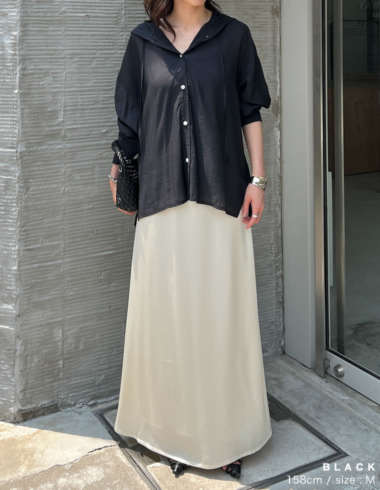 オーバーサイズフード付きシアーシャツ - トップス通販 | 人気