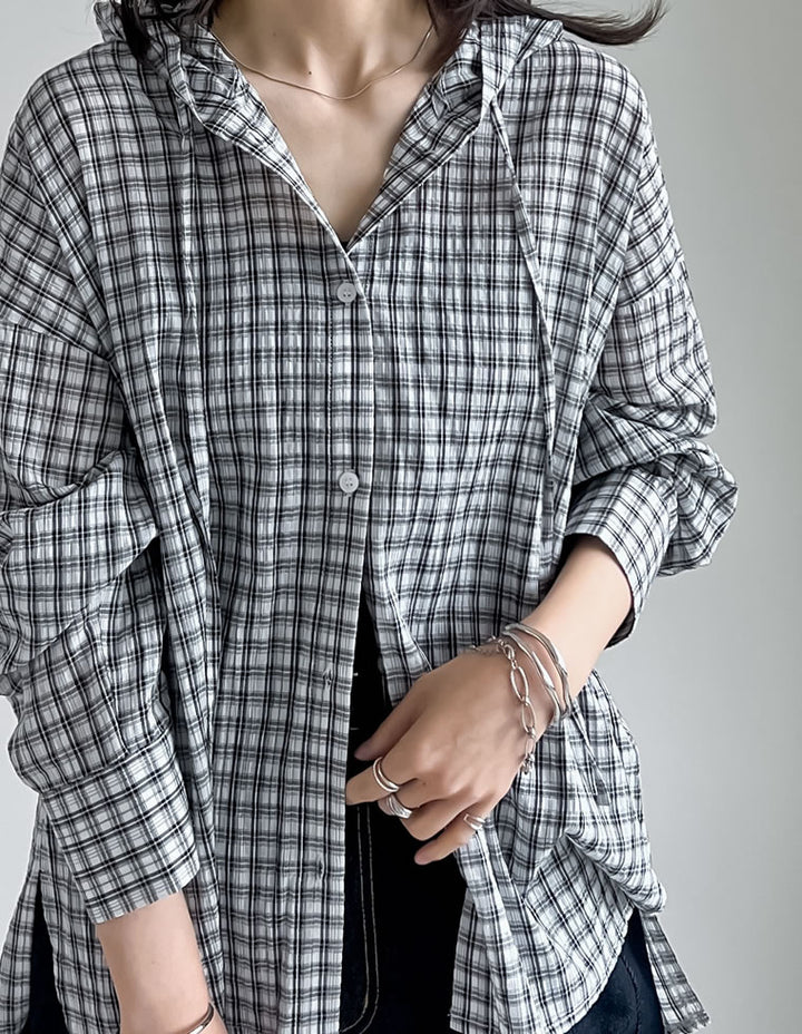 【TIME SALE 10%OFF ¥5,498⇒¥4,948】[紫外線対策]オーバーサイズフード付きシアーシャツ[mb] トップス 人気レディースファッション通販 リエディ