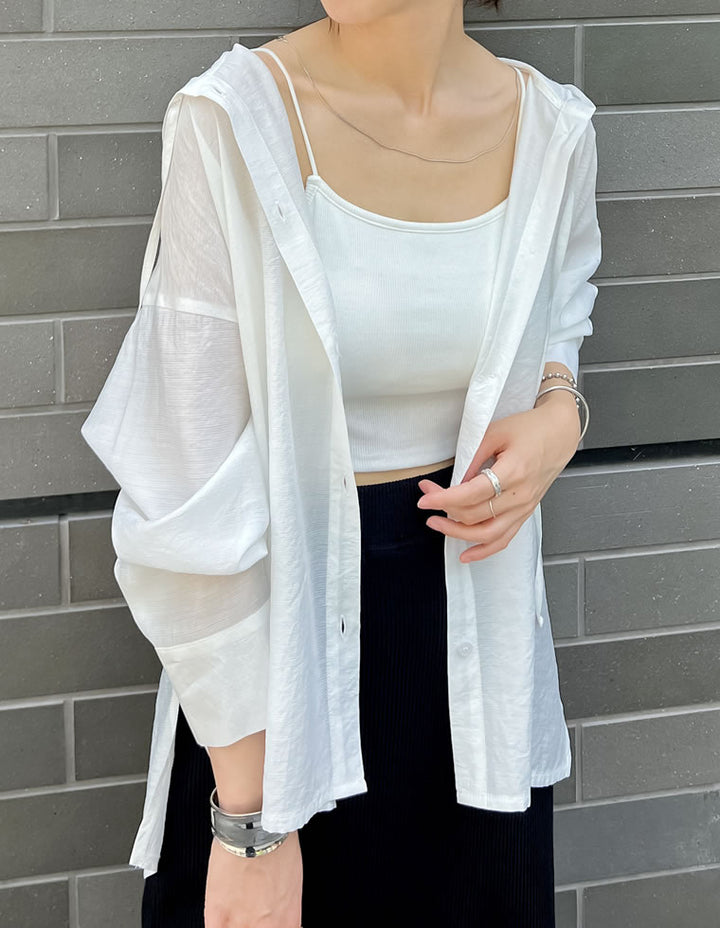 【TIME SALE 10%OFF ¥5,498⇒¥4,948】[紫外線対策]オーバーサイズフード付きシアーシャツ[mb] トップス 人気レディースファッション通販 リエディ