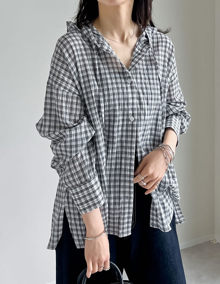 【TIME SALE 10%OFF ¥5,498⇒¥4,948】[紫外線対策]オーバーサイズフード付きシアーシャツ[mb] トップス 人気レディースファッション通販 リエディ