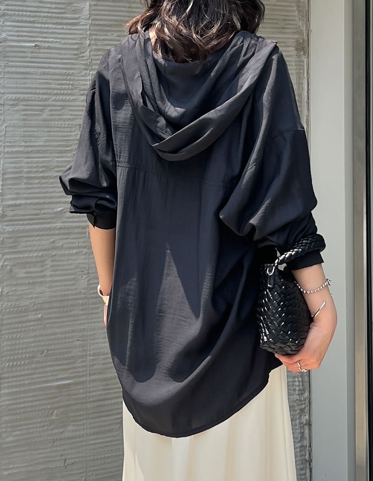 オーバーサイズフード付きシアーシャツ - トップス通販 | 人気