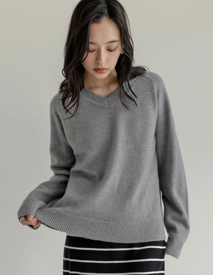 [2025AW COLLECTION]アルパカタッチVネックニットプルオーバー トップス 人気レディースファッション通販 リエディ