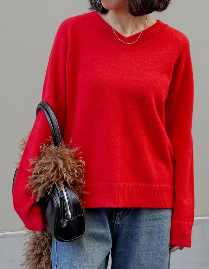 [2025AW COLLECTION]アルパカタッチVネックニットプルオーバー トップス 人気レディースファッション通販 リエディ