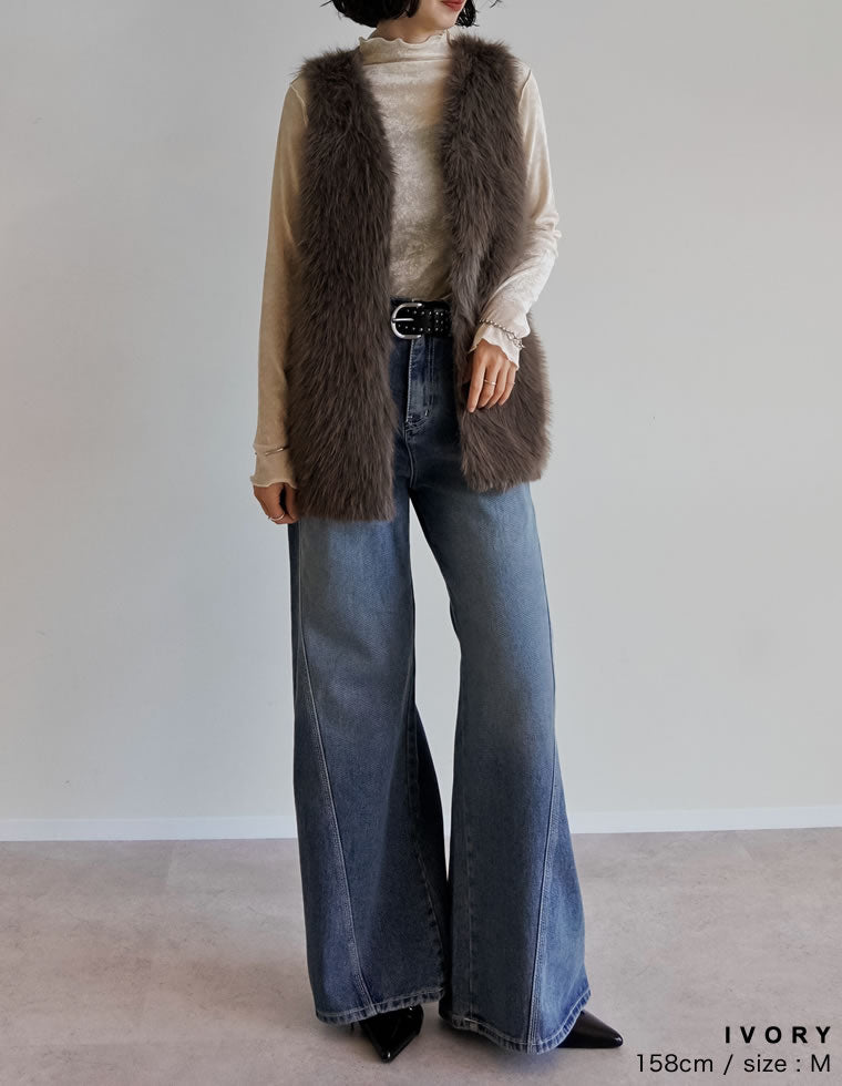 フロッキーメッシュハイネック長袖トップス - トップス通販 | 人気