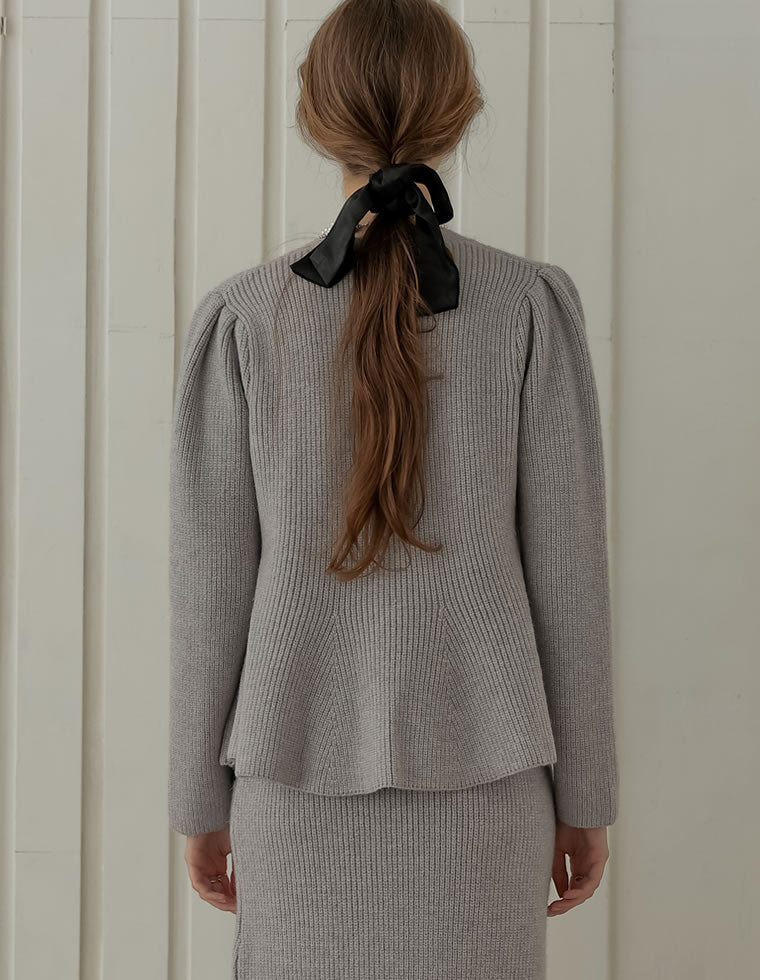 畦編みペプラムラメニットカーディガン - トップス通販 | 人気