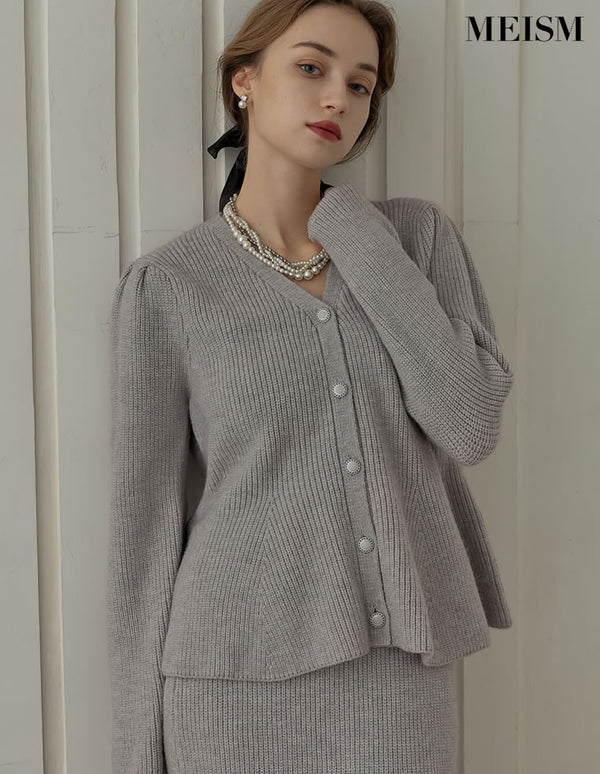 【MEISM LOOK BOOK 20%OFF対象】[MEISM by Re:EDIT][2025AW COLLECTION]畦編みペプラムラメニットカーディガン