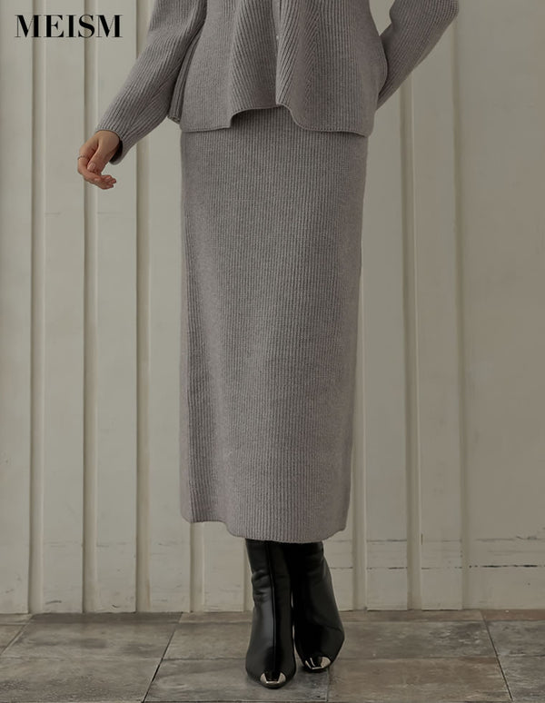 【MEISM LOOK BOOK 20%OFF対象】[MEISM by Re:EDIT][2025AW COLLECTION][低身長サイズ有]畦編みラメニットナロースカート