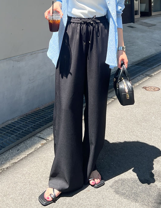 【FINAL SALE 10%OFF】[低身長/高身長サイズ有][体型カバー]リネンライクイージーパンツ