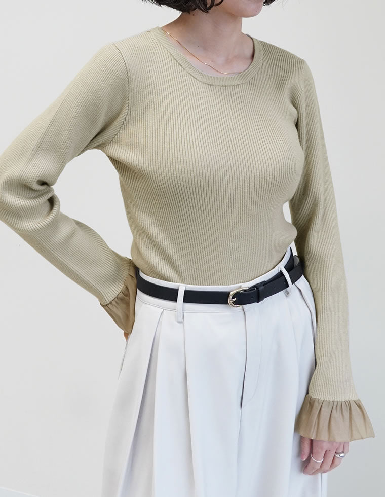 袖オーガンジーフリルニットトップス - トップス通販 | 人気レディース