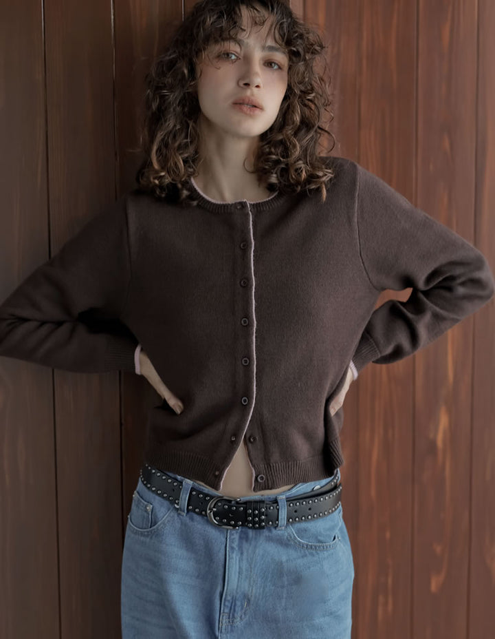 [2025AW COLLECTION]配色アルパカタッチニットカーディガン トップス 人気レディースファッション通販 リエディ