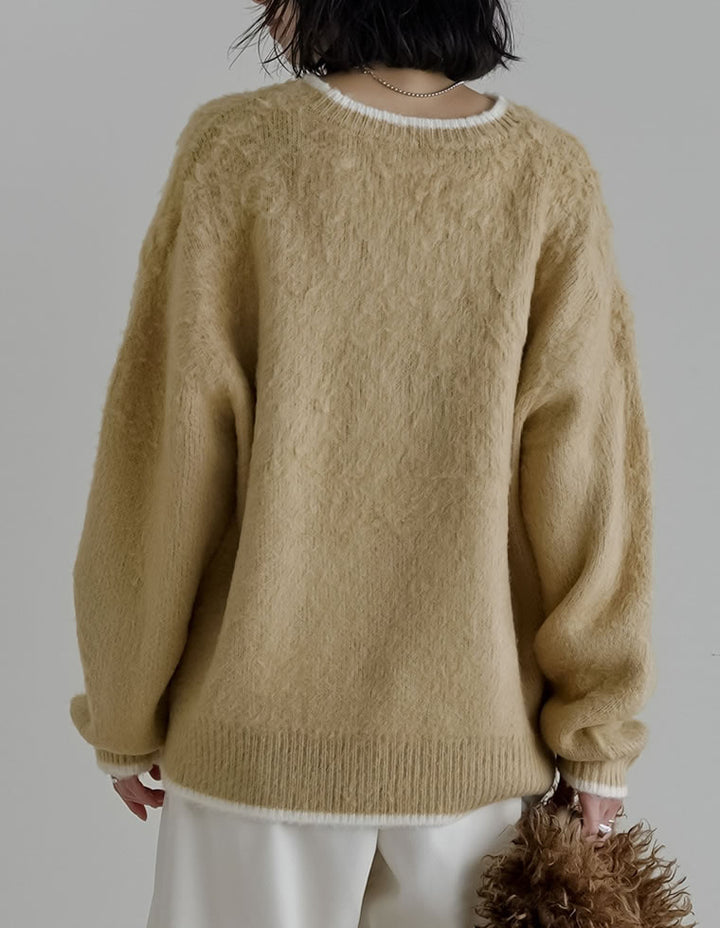 [2025AW COLLECTION]配色モヘアライクシャギーニットトップス トップス 人気レディースファッション通販 リエディ