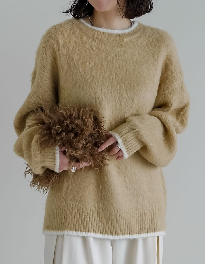 [2025AW COLLECTION]配色モヘアライクシャギーニットトップス トップス 人気レディースファッション通販 リエディ