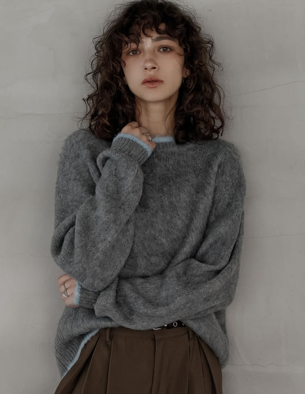 [2025AW COLLECTION]配色モヘアライクシャギーニットトップス