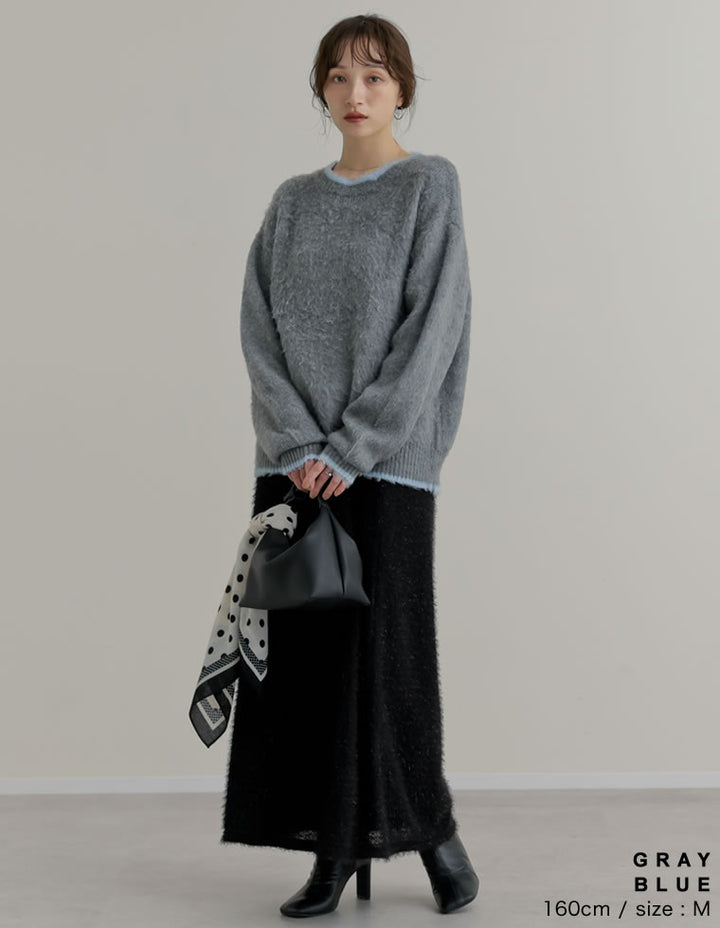 [2025AW COLLECTION]配色モヘアライクシャギーニットトップス トップス 人気レディースファッション通販 リエディ