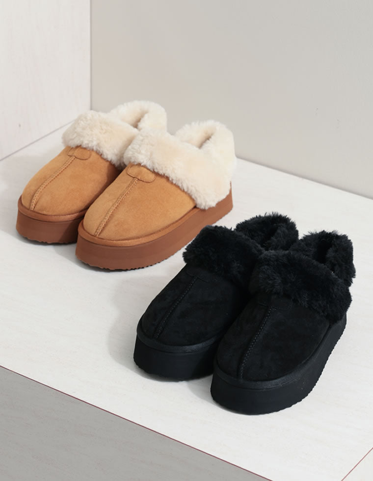 ステッチムートン厚底ショートブーツ - シューズ通販 | 人気レディース