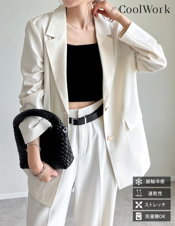 《今だけ！2BUY15%OFFクーポンで ¥7,468⇒¥6,347》【SUMMER TIMESALE 10%OFF】[CoolWork][接触冷感]冷感ツイル長袖テーラードジャケット
