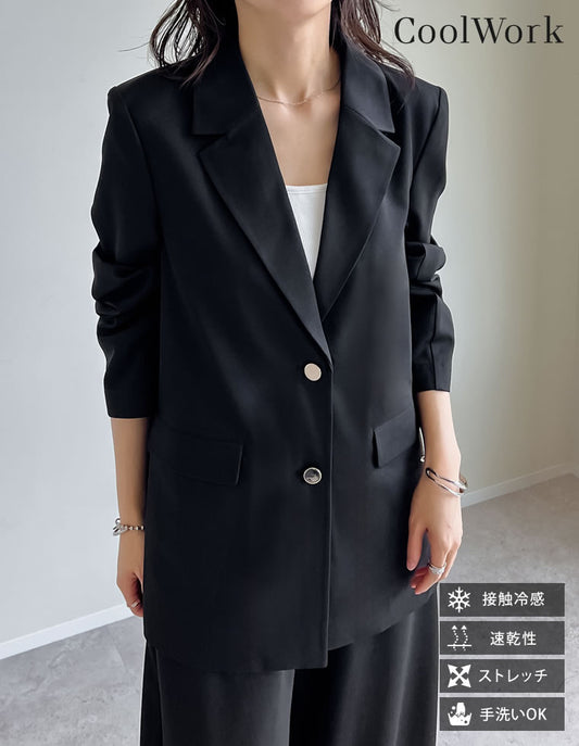 【TIME SALE 20%OFF】[CoolWork][接触冷感]冷感ツイル長袖テーラードジャケット ジャケット/アウター 人気レディースファッション通販 リエディ