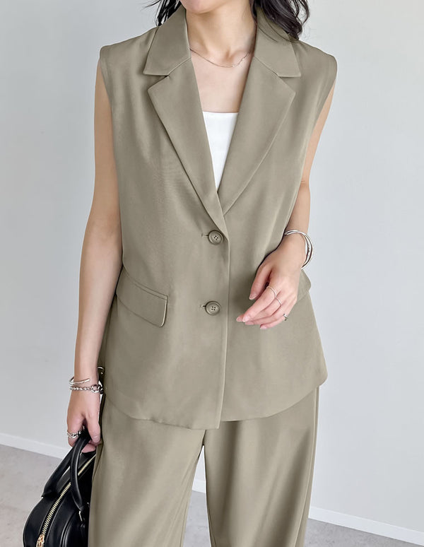 《今だけ！2BUY15%OFFクーポンで ¥7,198⇒¥6,118》【SUMMER TIMESALE 10%OFF】[CoolWork][接触冷感]冷感ツイルノースリーブテーラードジャケット